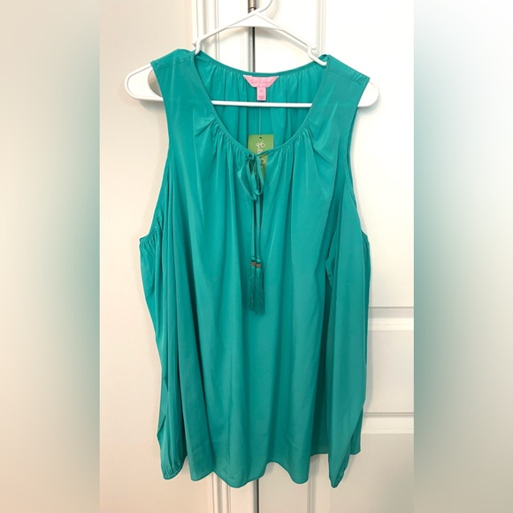 Lilly Pulitzer Cold Shoulder Silk Finch Top Size XL - Picture 2 of 11